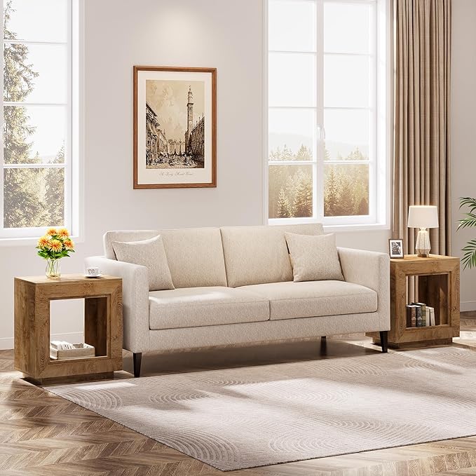 Tribesigns Rustic Brown End Table, 24" Side Table with Storage Shelf, Farmhouse Style Nightstand Bedside Table (1, Natural)