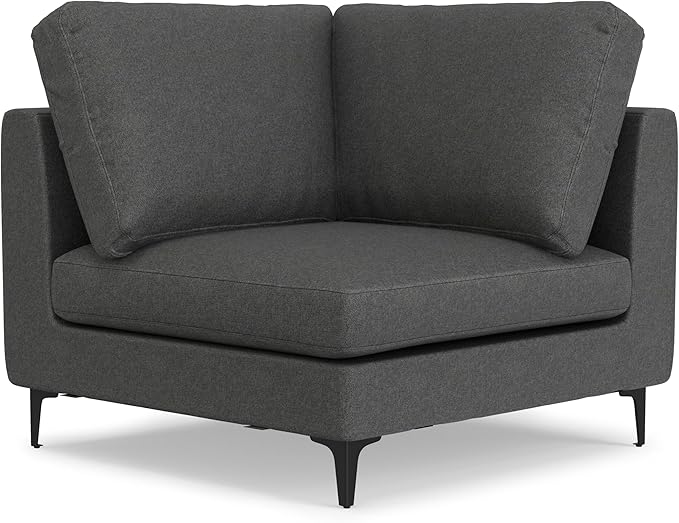SIMPLIHOME Ava Corner Sectional Sofa in 100% Recycled Polyester Tightly Woven Performance Fabric, Pebble Grey, 102-inches Wide, Handcrafted Mid-Century Modern Style L-Shaped Couch for Living Room