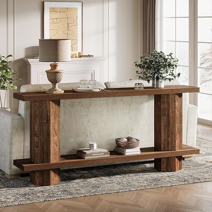 Tribesigns 71-Inch Long Console Table for Entryway, Wooden Sofa Table Behind Couch, for Living Room, Hallway, Foyer, Dark Brown