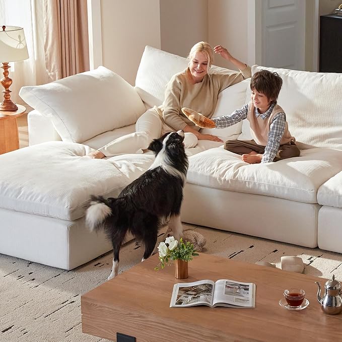 Modular Cloud Sofa, 78.7" Cloud Sectional Couches with Deep Seat，Oversized Loveseat Sofa for Living Room, Modern Comfy Couch with Washable Cover, Wide Armrest (White)
