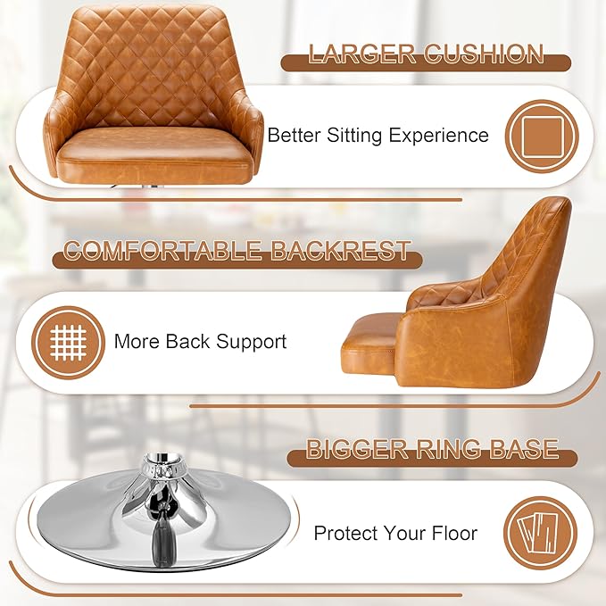Adjustable Bar Stools Set of 2, Bar Height Stools for Kitchen Counter,Brown