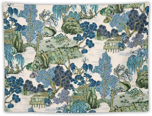Asian Floral Wall Tapestry, 40"x30", Bedroom & Living Room Decor