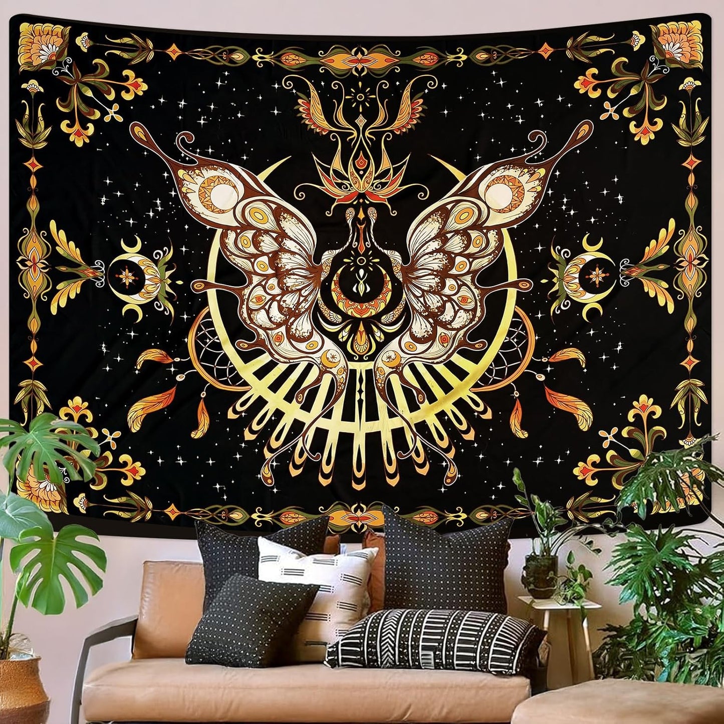 CHDGDHC Butterfly Tapestry - Moth Wall Hanging, UV Resistant, Waterproof, Machine Washable, Lightweight, Psychedelic Bedroom Aesthetic Decor for Bedroom, Living Room, Yoga Room - 39.37x29.92 Inch