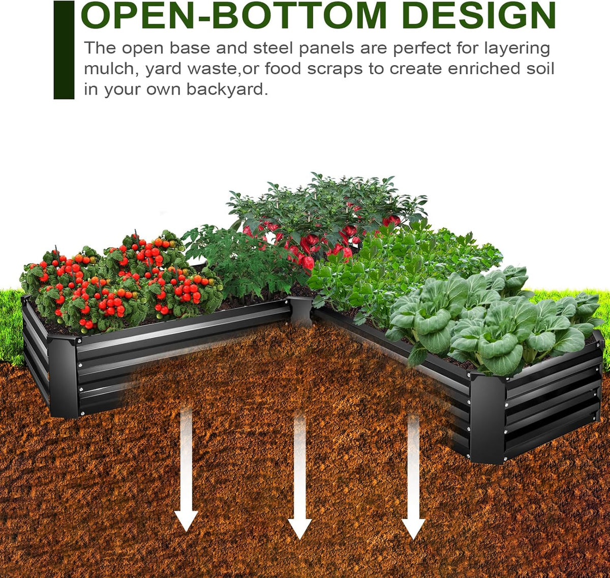 EDOSTORY Raised Bed Garden Bed Kit, 5x5x1ft Galvanized Planter Tall Raised Garden Boxes Outdoor, Large Metal Raised Garden Beds for Vegetables, Flowers, Herbs