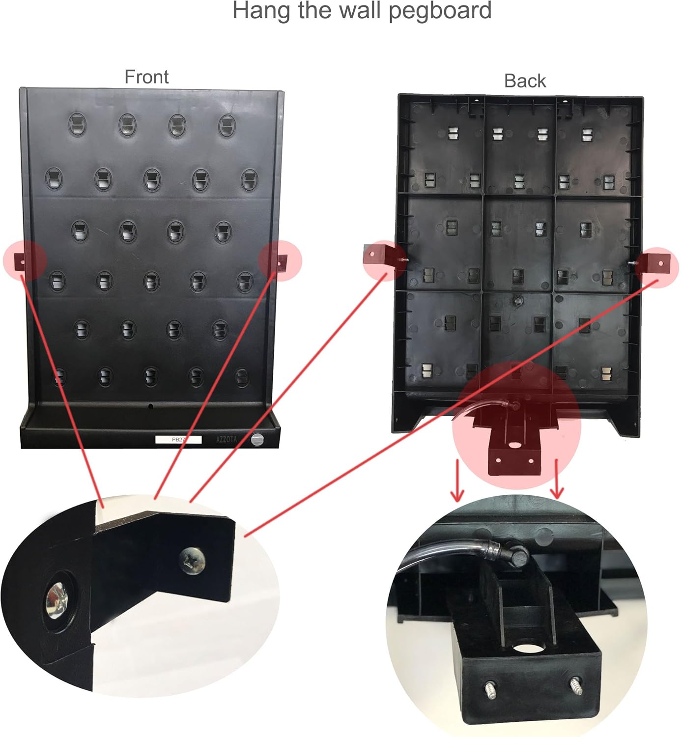 Pegboard Bench-top/Wall-Mount Laboratory Glassware Drying Rack with 27 Pegs, Black Color