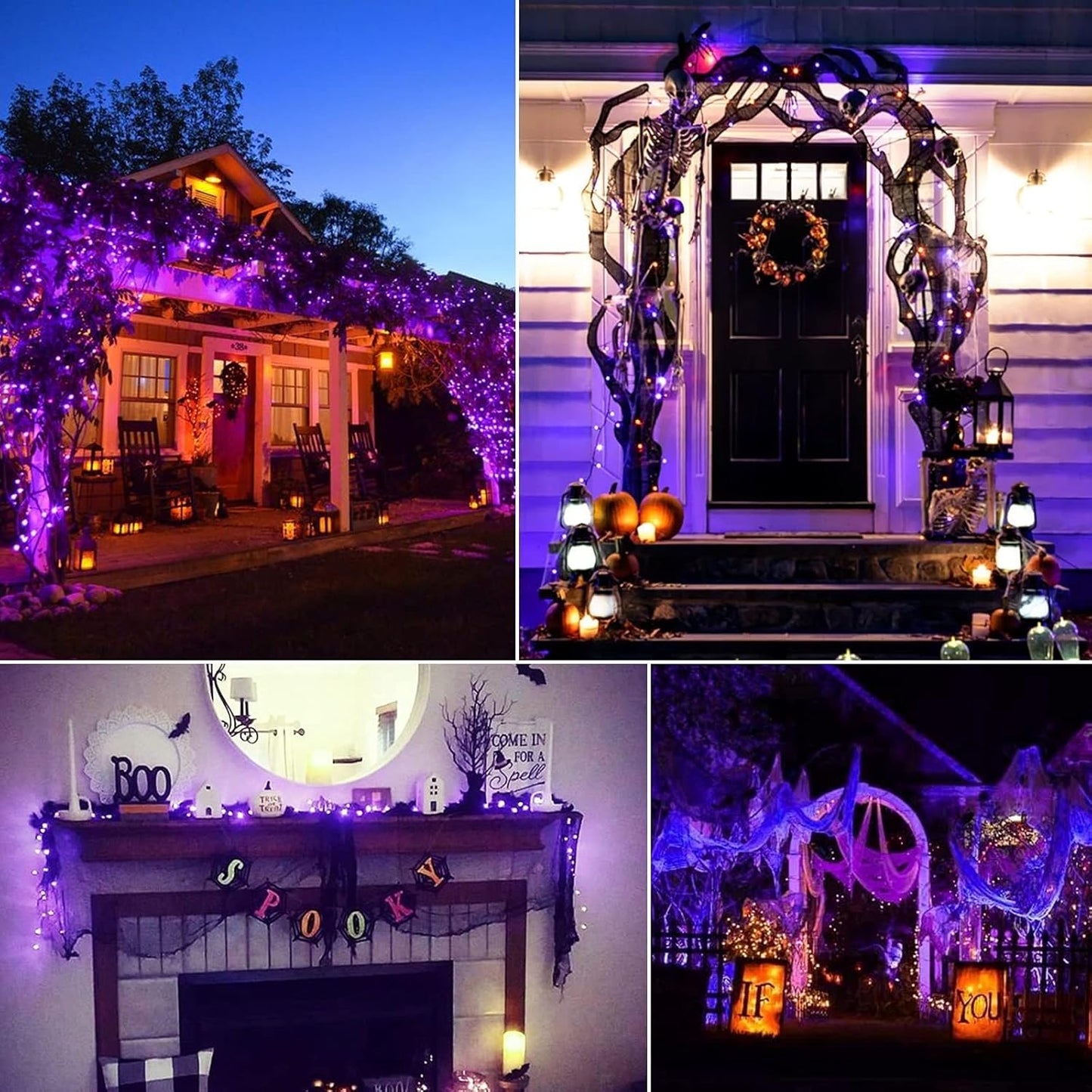 2Pack Christmas Lights Outdoor, 33FT 100 LED Mini Purple Lights Plug in with 8 Modes for Outdoor Indoor Christmas Tree Light Party Holiday Commercial Decorations, Waterproof & Connectable, Purple