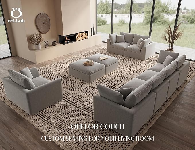 48.6" Single Sofa, Small Boneless Couches for Living Room, Cloud Couch for Bedroom, Office, Light Grey