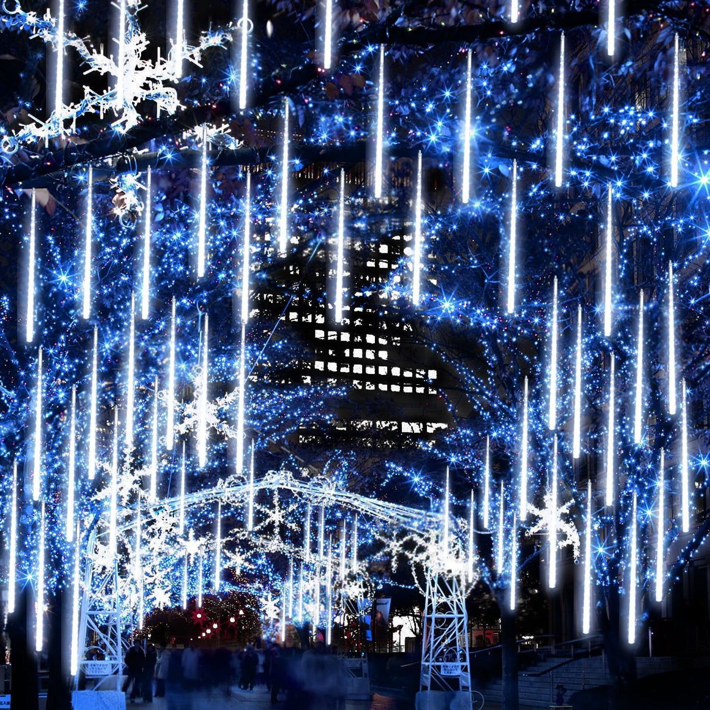 【2 Pack】 Christmas Lights Meteor Shower Rain Lights 12inch, Totally 20 Tube 480 LEDs Icicle Lights Outdoor Raindrop Lights for Xmas Halloween Wedding Party Tree Holiday Decoration, White