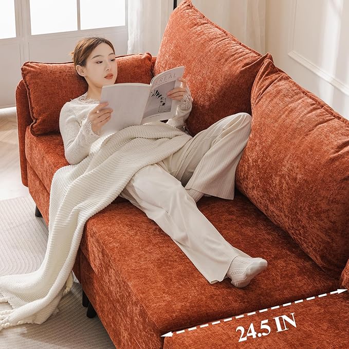 73'' Loveseat Sofa with All Seats Storage, Modular Sectional Couch with Movable Ottoman,Oversized Comfy Couch, 7.8'' Thick Cushion,24.5'' Deep Seat,for Living Room,Bedroom,Apartment,Velet,Orange