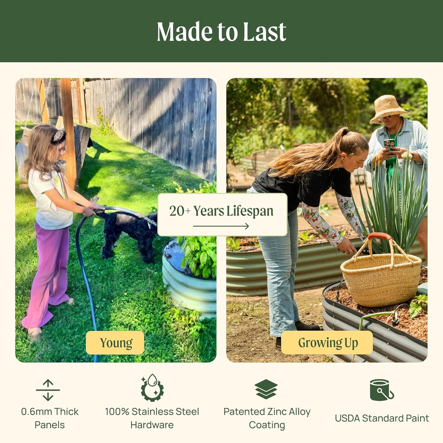 Vego garden 32" Extra Tall Raised Garden Bed Kits, 9 in 1 Modular Raised Planter Box for Vegetables Flowers Fruits Oval Metal Raised Garden Bed, Sky Blue