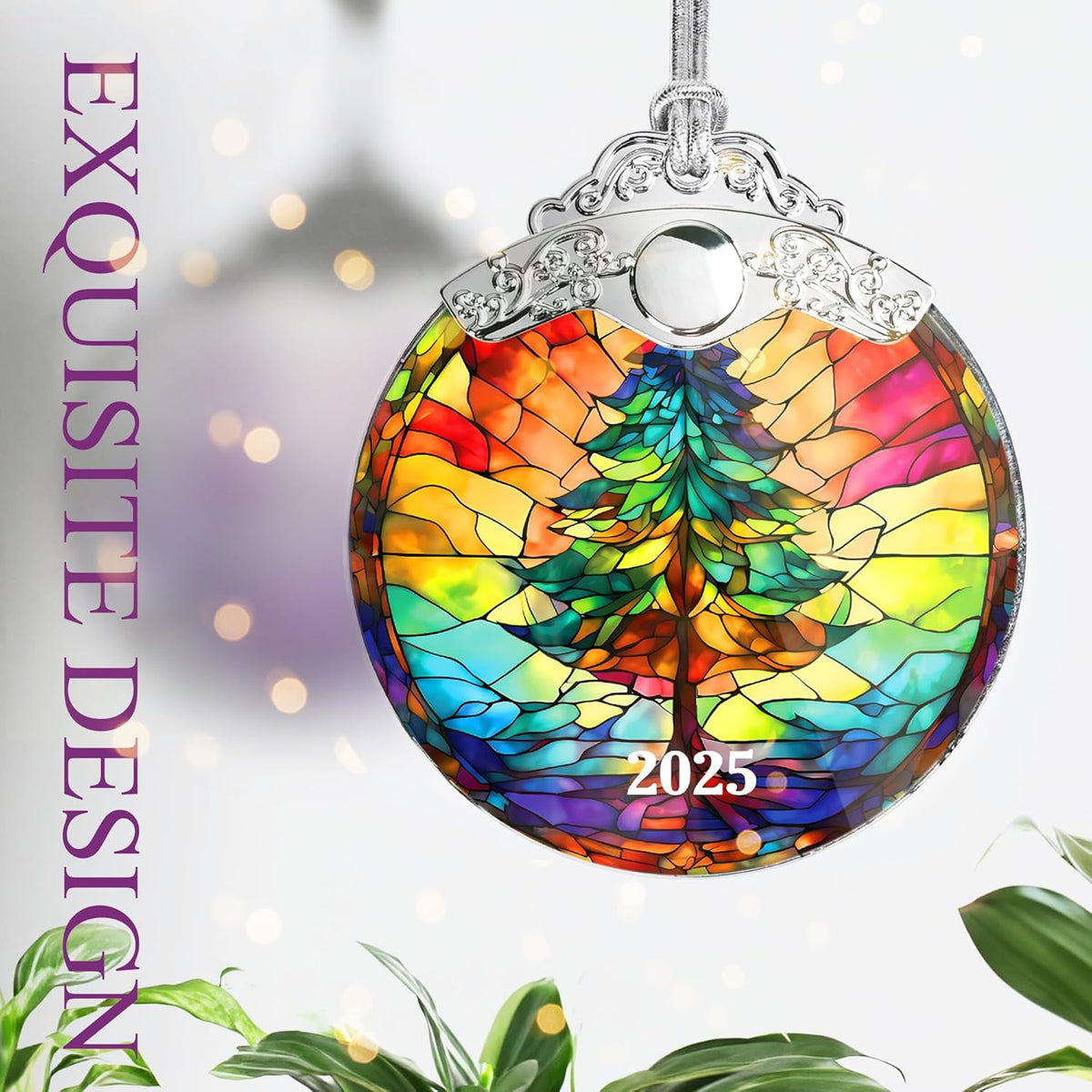 2025 Christmas Ornament, Stained Glass Effections, Christmas Tree 2D Acrylic Ornament Art, White Elephant Gifts, Christmas Ornament, Tree Ornaments, Christmas Decor (Christmas Tree)