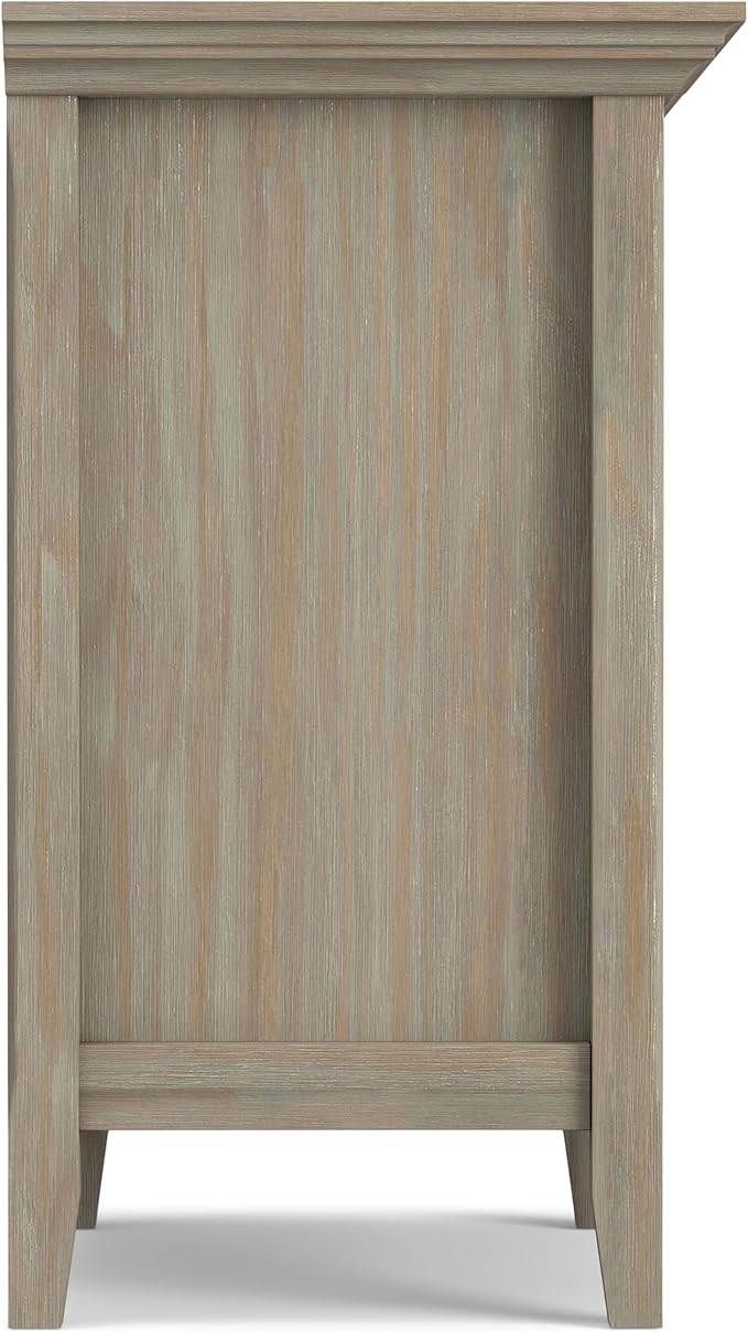 SIMPLIHOME Amherst SOLID WOOD 24 Inch Wide Traditional Bedside Nightstand Table in Distressed Grey, For the Living Room and Bedroom