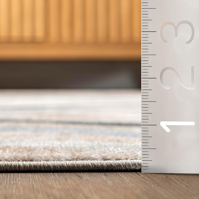 nuLOOM 2' x 6' Machine Washable Stain-Resistant Area Rug Medium Profile for Living Room, Bedroom, and Dining Room, Akari Blue