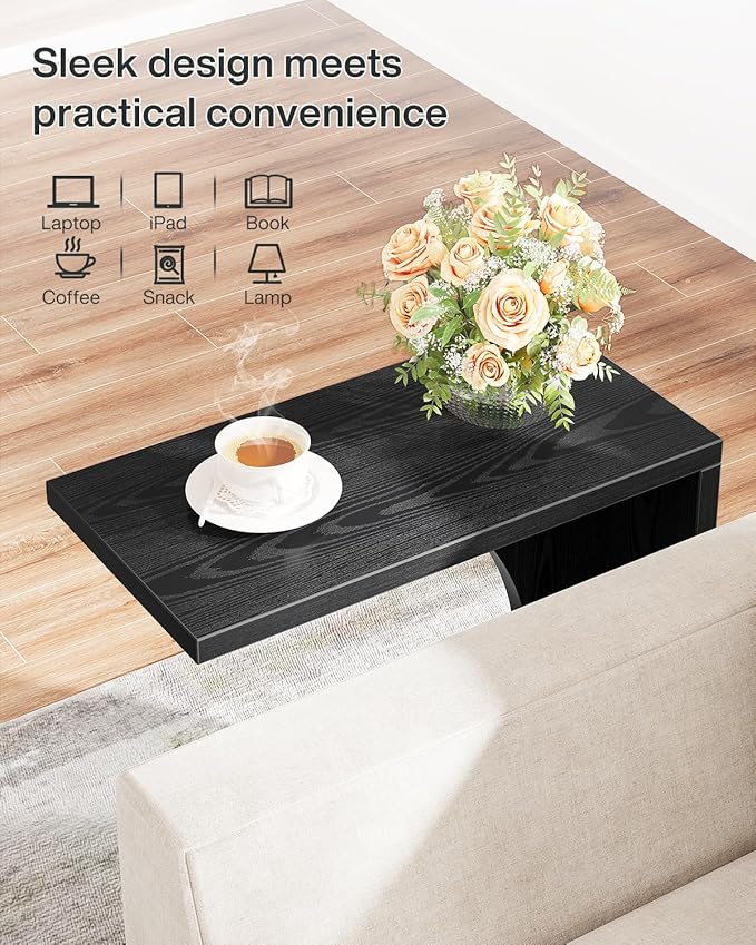 Tribesigns C-Shaped End Table for Couch, Sofa Side Table, C Table for Small Space, Living Room, Bedroom (2, Black)