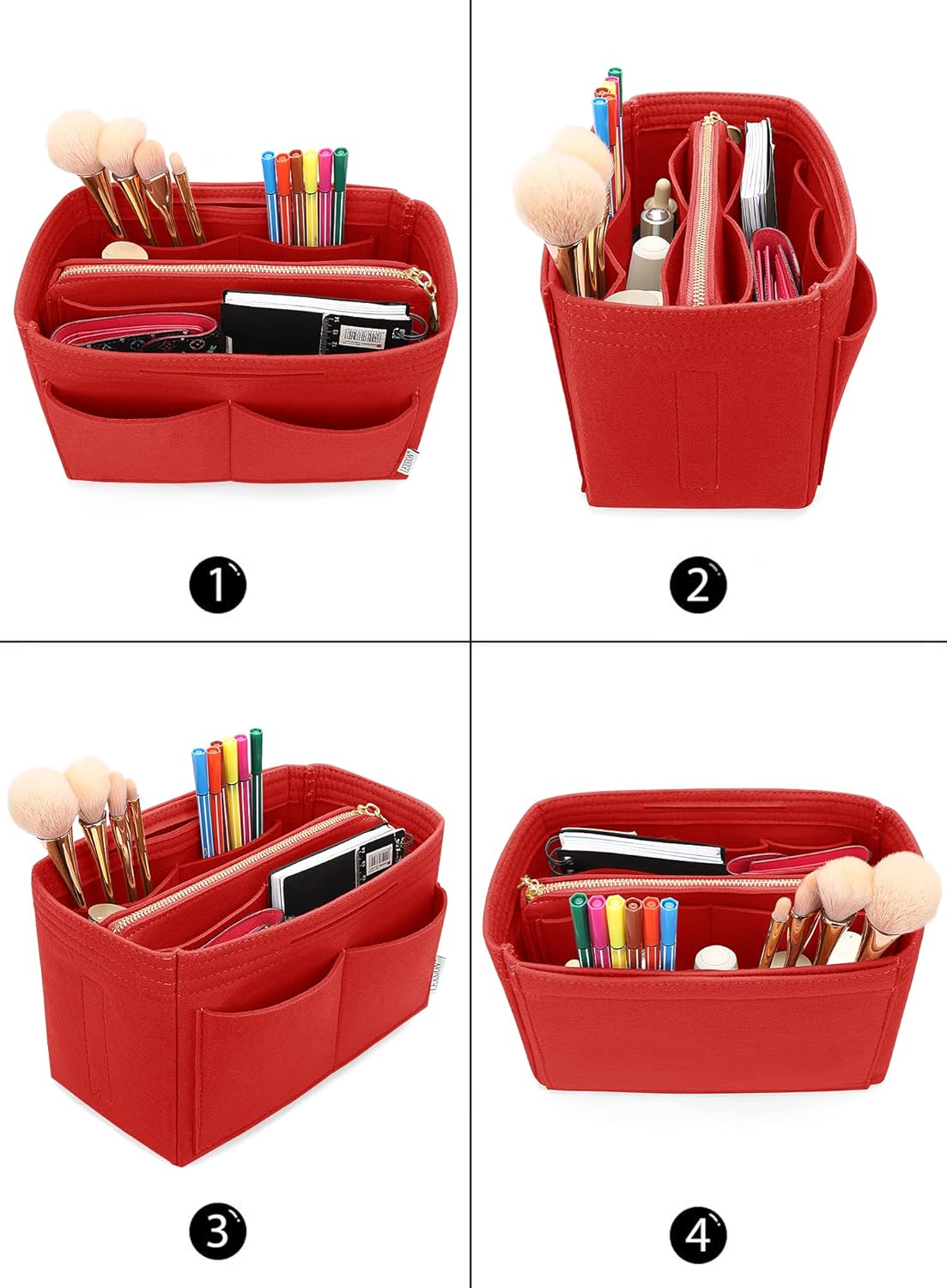 LEXSION Felt Purse Bag Organizer Insert with zipper Bag Tote Shaper Fit Speedy Neverful PM MM