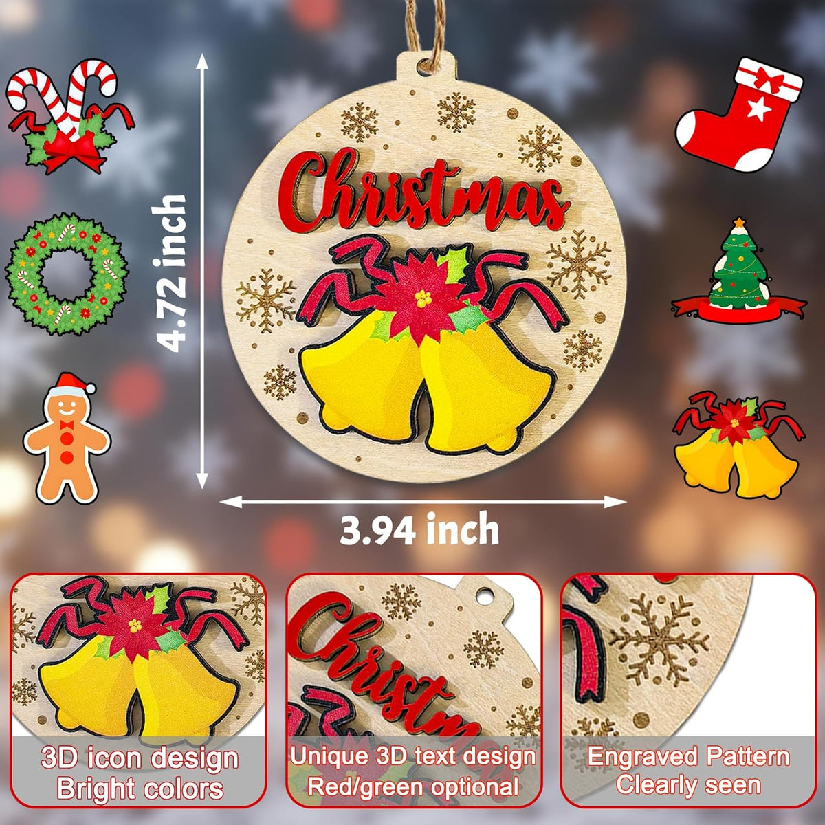 Personalized Christmas Ornaments 2025 with Family Names Custom Wooden Ornaments for Christmas Tree Personalized Christmas Ornament Gifts