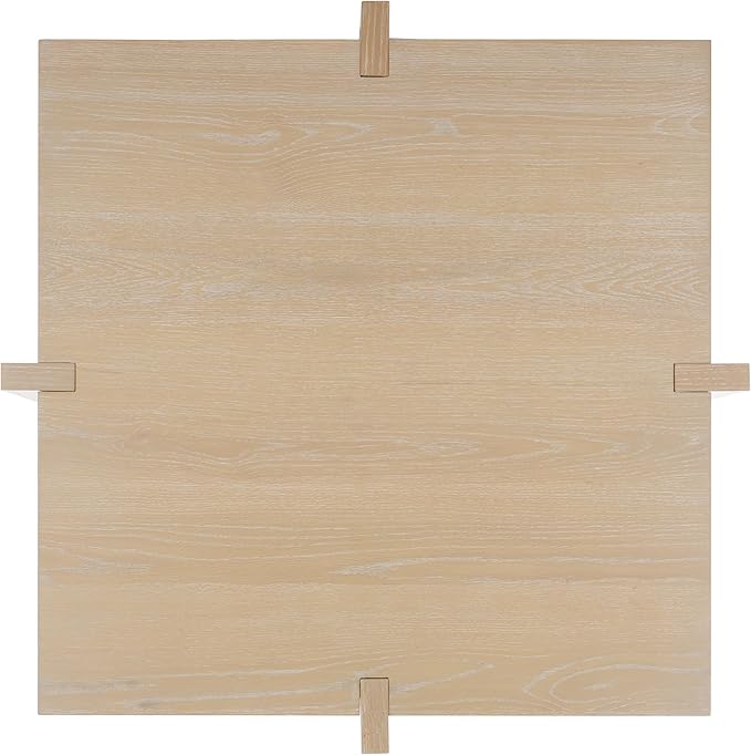 SAFAVIEH Couture Collection Quigley Natural Oak Brown 2-Tier Square Coffee Table, Ideal for Living Room, Office, Bedroom