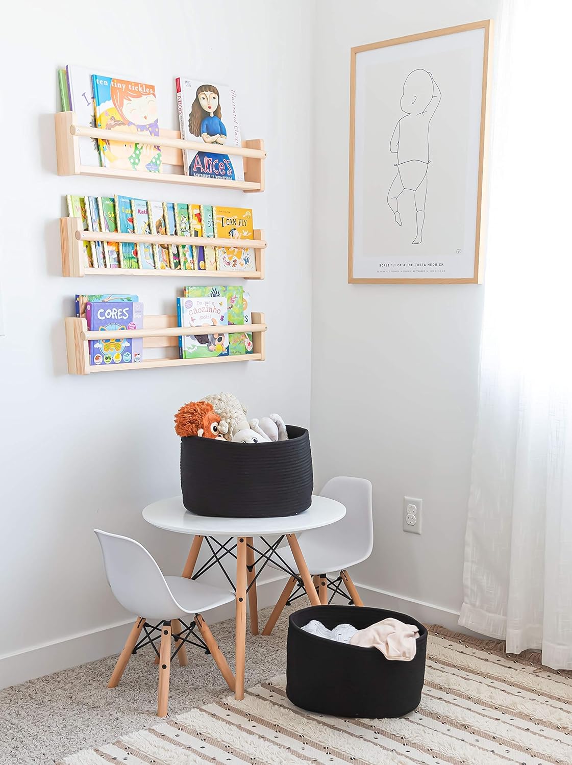 OrganiHaus Set of 3 Woven Storage Baskets for Organizing, Cotton Rope Organizer Bins for Shelves, Closet & Nursery, Dog Toy Basket, Decorative Bins for Toys, Towels & Books - 15x10x9, Black