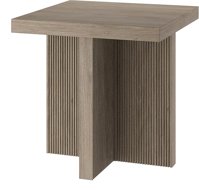 Henn&Hart 22" Wide Square Side Table in Antiqued Gray Oak, for Home, Living Room, Bedroom, Entertainment Room, Office