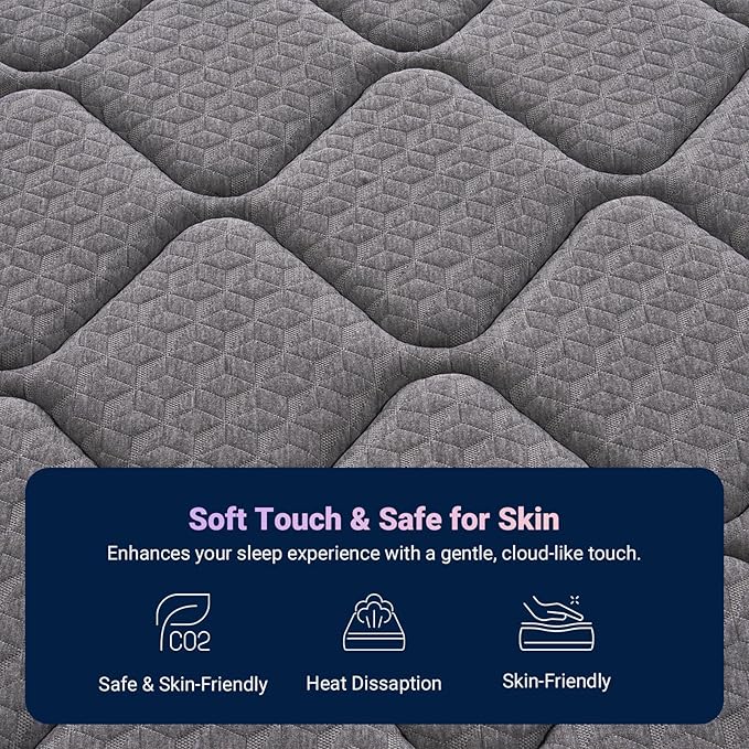 Avenco 12 Inch Full Size Mattress, Hybrid Mattress with Smarts Coil™ Pocket Springs for Targeted Support and NanoGel™ Memory Foam for Cool Night Sleep & Motion Isolation, CertiPUR-US Certified