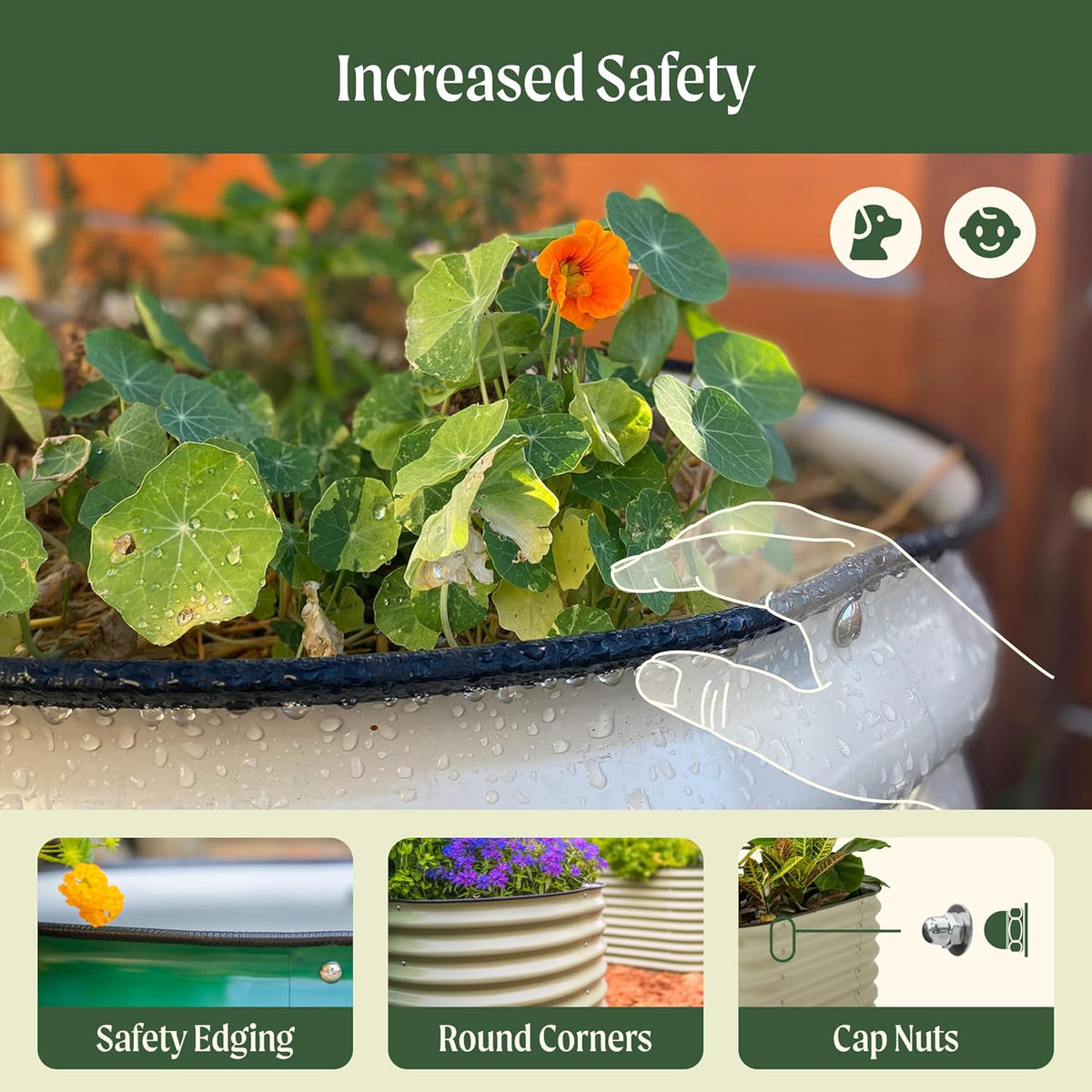 Vego garden Aluzinc Raised Garden Bed Kits, 17" Tall 6 in 1 Modular Metal Raised Planter Bed for Vegetables Flowers Patio Ground Planter Box, Sky Blue