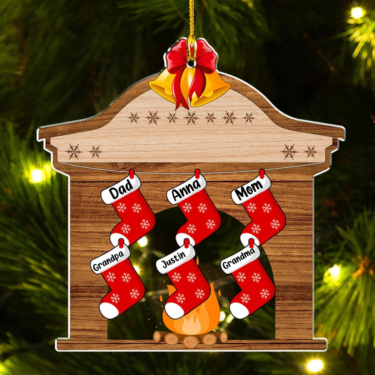 Stocking Personalized Family Christmas Acrylic Ornament 2025-3D Inflated Effect Custom Name Hanging Stock up to 10 Members, First Xmas as A Family Ornament Gifts