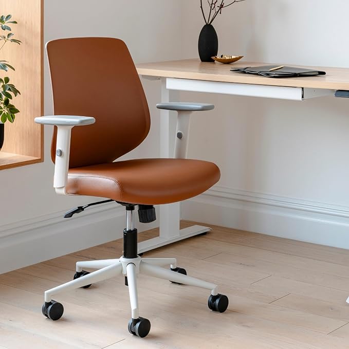 Branch Daily Chair - Vegan Leather Office Chair with Swivel, Lumbar Rest, and Adjustable Armrests - Comfortable Seating for Improved Posture and Productivity - Dune