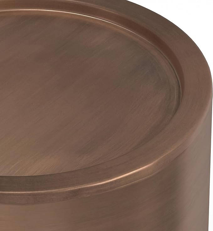 SIMPLIHOME Corbin Industrial 16 Inch Wide Metal Side Table in Antique Copper, Fully Assembled, For the Living Room and Bedroom