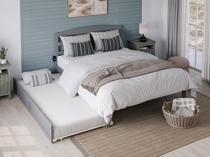 AFI, Warren Queen Platform Bed with Twin XL Trundle, Grey