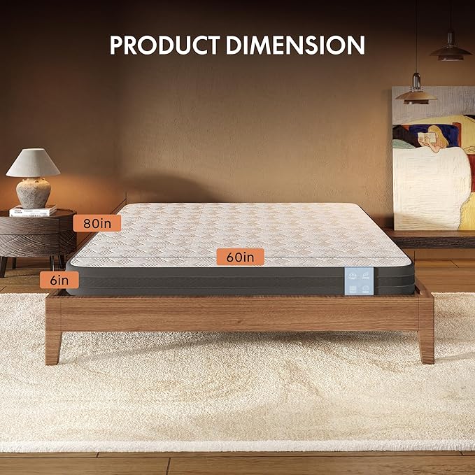 FLEXISPOT 6'' Queen Size Cooling Gel Memory Foam Mattress, Viscose from Bamboo, Medium Firm, 10-Year Warranty, Mattress-in-A-Box, Certi-PUR & Oeko-TEX Certified, Washable, Fire-Resistant.