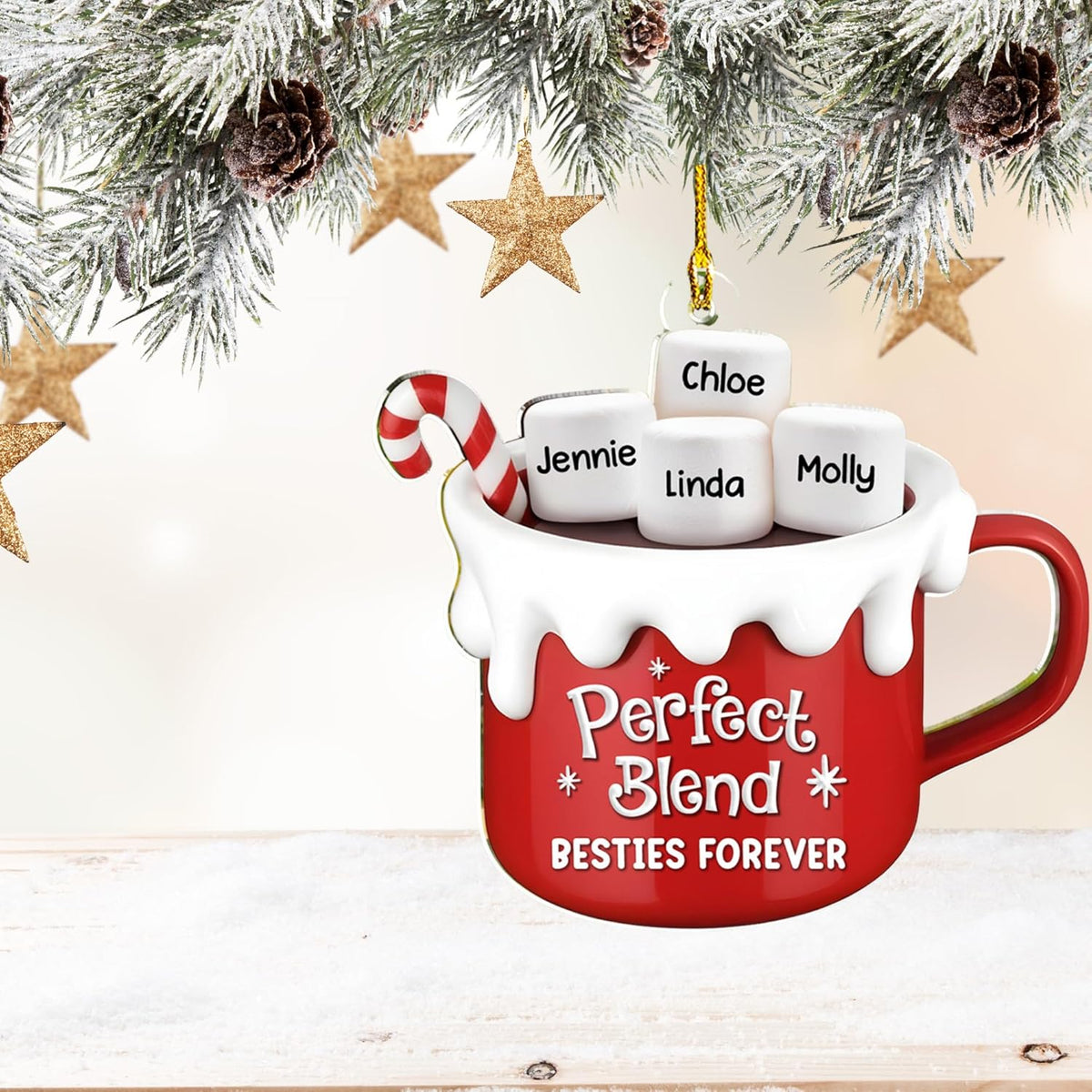 A Blend of Christmas Cheer Personalized Acrylic Ornament – Custom Name Charms Family Members up to 10 People, Holiday Decoration for Family Members & Friends