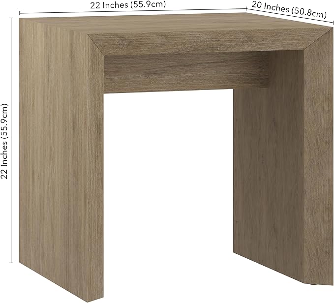 Henn&Hart 22" Wide Rectangular Side Table in Weathered Gray, for Home, Living Room, Bedroom, Entertainment Room, Office