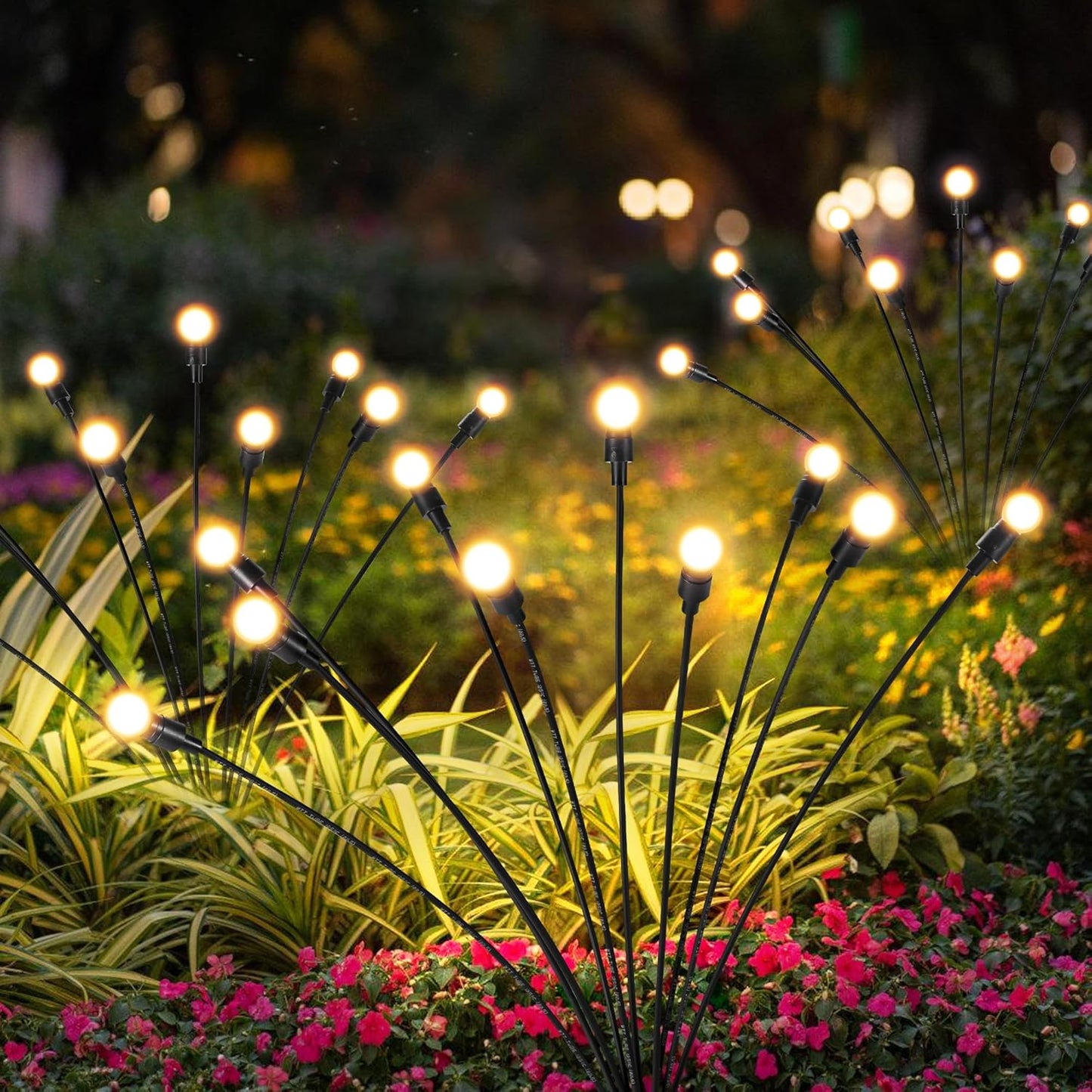 Solar Lights Outdoor Decoration, Waterproof Xmas Outdoor Lights Decor for Yard, Patio, Garden, and Front Porch, 60 LEDs Swing with The Wind (6 Pack, Warm White)