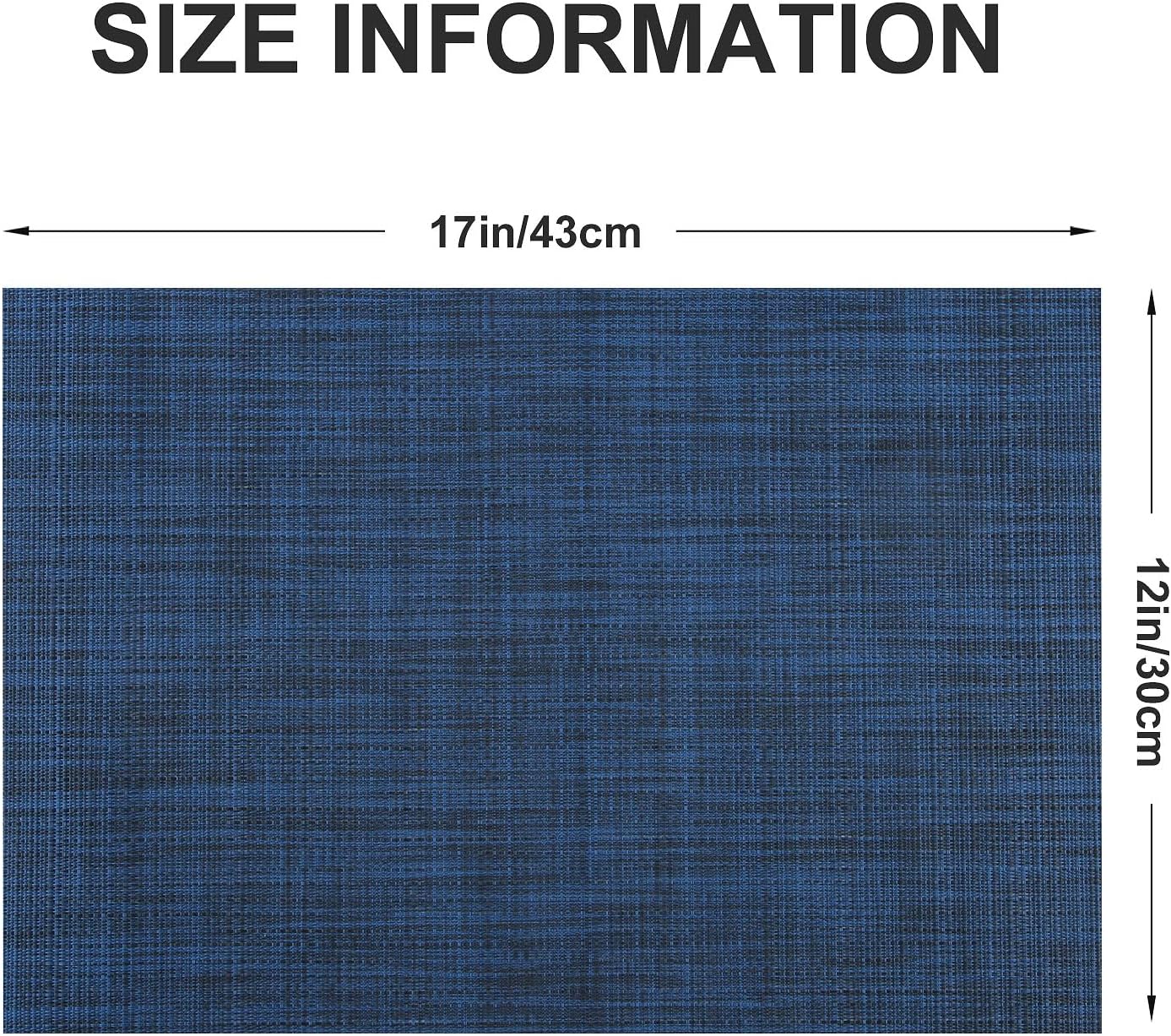 Vinyl Placemats Set of 4, PVC Woven Washable Non-Slip Table Mats, Heat Resistant Wrinkle Free Place Mats for Dining Table, Easy to Clean (4, Navy Blue)