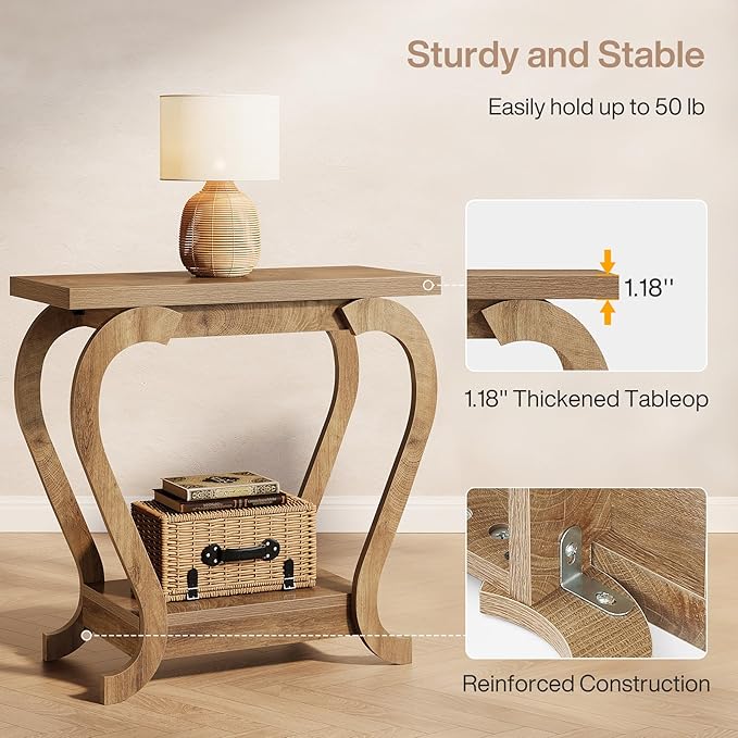 Tribesigns End Table, Narrow Wood Side Table with Storage Shelves, 2-Tier Bedside Accent Furniture for Living Room, Small Spaces, Bedroom, Brown (2, Brown)