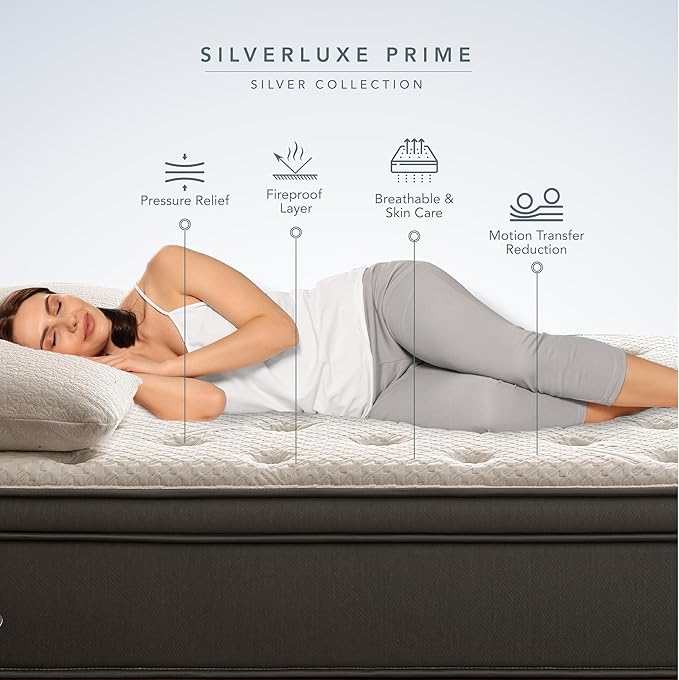 EPITEX Silverluxe Prime Twin Size Mattress, 12 Inch Gel Memory Foam Twin Mattress in a Box, Individual Pocket Spring for Low Motion Transfer, Medium Firm Mattress, Gray