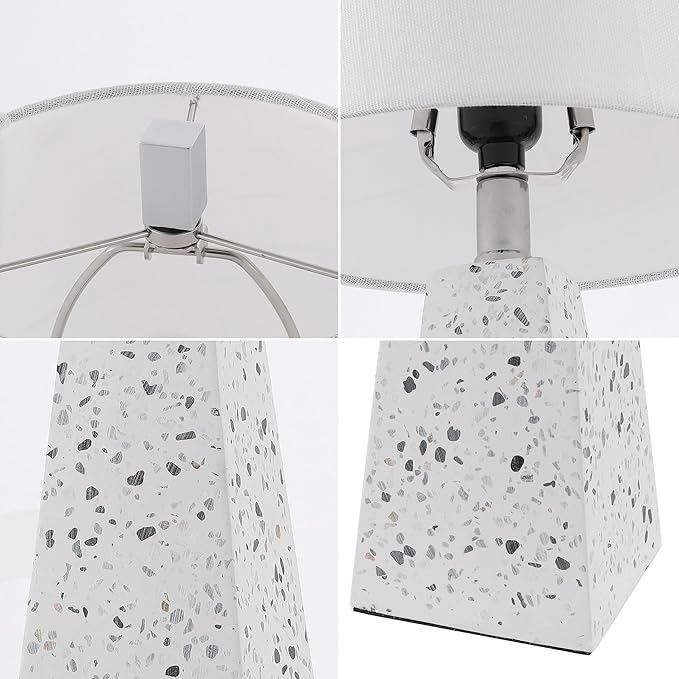 JONATHAN Y JYL1037B-SET2 Owen 20.5" Resin LED Table Lamp Contemporary, Office, Living Room, Family Room, Dining Room, Bedroom, Hallway, Foyer, White Terrazzo (Set of 2)
