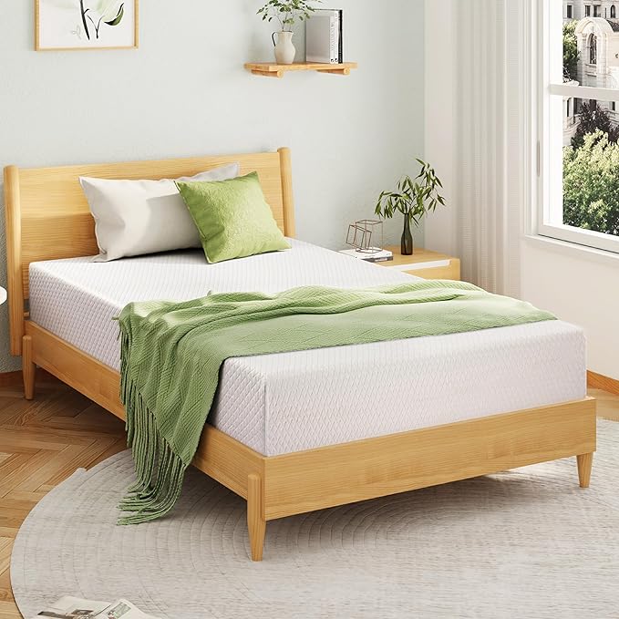 EGOHOME 6 Inch Full Size Mattress for Kids, Memory Foam Mattress with Cooling Green Tea Gel, Relieve Pressure with Medium Firm Support, CertiPUR-US Certified, 75''L x 54''W, White