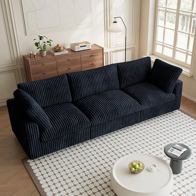 Modern Modular Sectional Sofa Couch, 118.11" Oversized Cloud Sectional Couches, 3 Seat Comfy Modular Sofa for Living Room, Plush Couch Cushion Covers Removable, Black