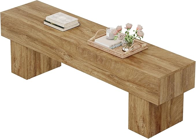 Tribesigns 63“ Extra Long Dining Bench, Farmhouse Wooden Entryway Bench, Indoor End of Bed Bench for Bedroom, Living Room, Dining Room, Hallway, Light Brown