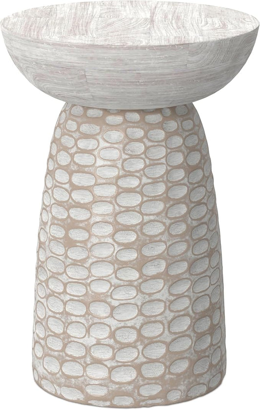 SIMPLIHOME Boyd 13-inch Wide Solid Mango End Table in White Wash, Contemporary-Style Accent Table for Living Room, Bedroom, or Family Room, Assembled