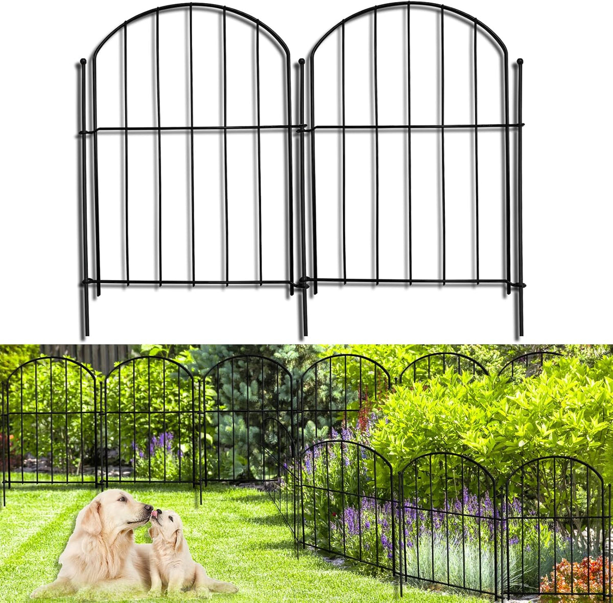 21in(H) x 26ft(L) Garden Fence Animal Barrier No Dig, 26 Panels Rustproof Arched Small Metal Fencing, 1.5in Gap Fence Border, Outdoor Decorative Fence for Yard Dogs Rabbits