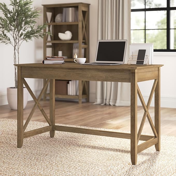 Bush Furniture Key West Collection Writing Desk, Writing Table for Home Office in Reclaimed Pine, Small Modern Farmhouse Desk
