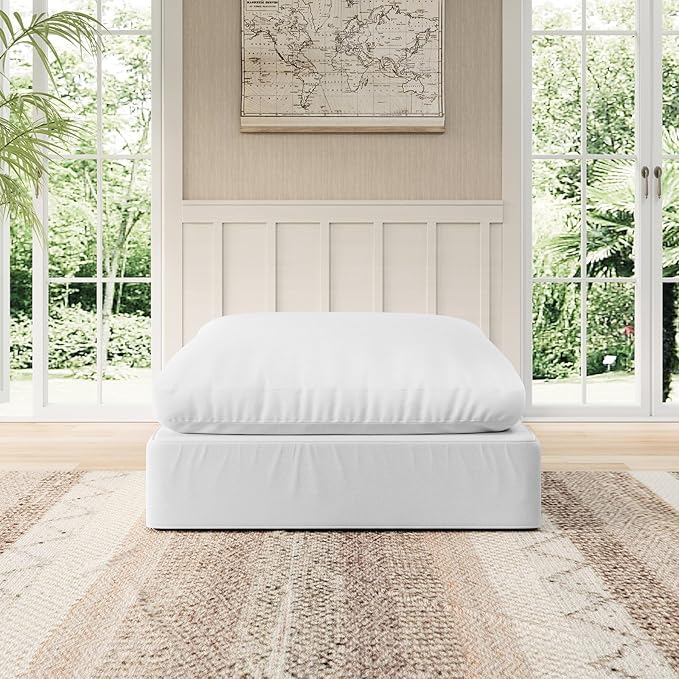 Modular Sectional Sofa Cloud Couch,Down Filled Comfy Cloud Modern Sofa,White Linen Oversized Couch Cushion Covers Removable for Living Room