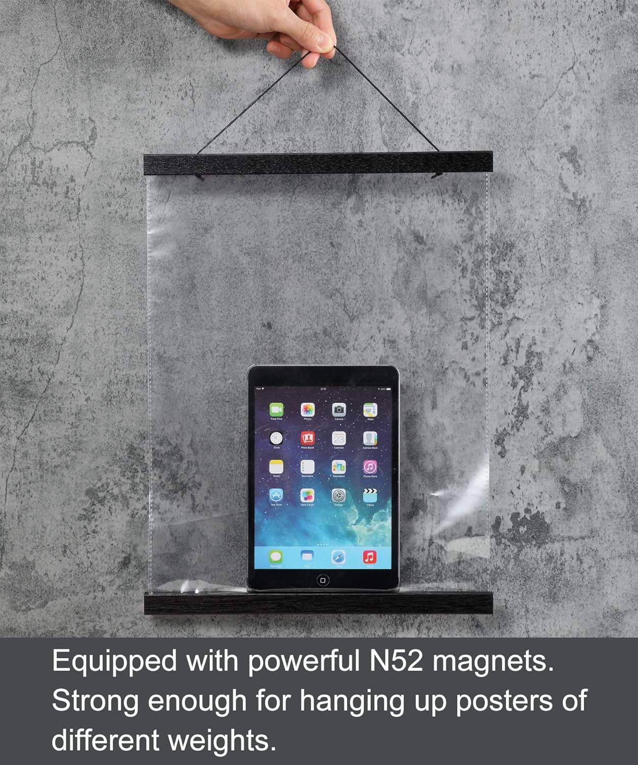 FALAMON Magnetic Poster Hanger Frame, 18x12 18x24 18x28 Teak Wood Magnet Poster Frame for Posters, Prints, Photos, Pictures, Maps, Scrolls, and Canvas Artwork(Black, 18")