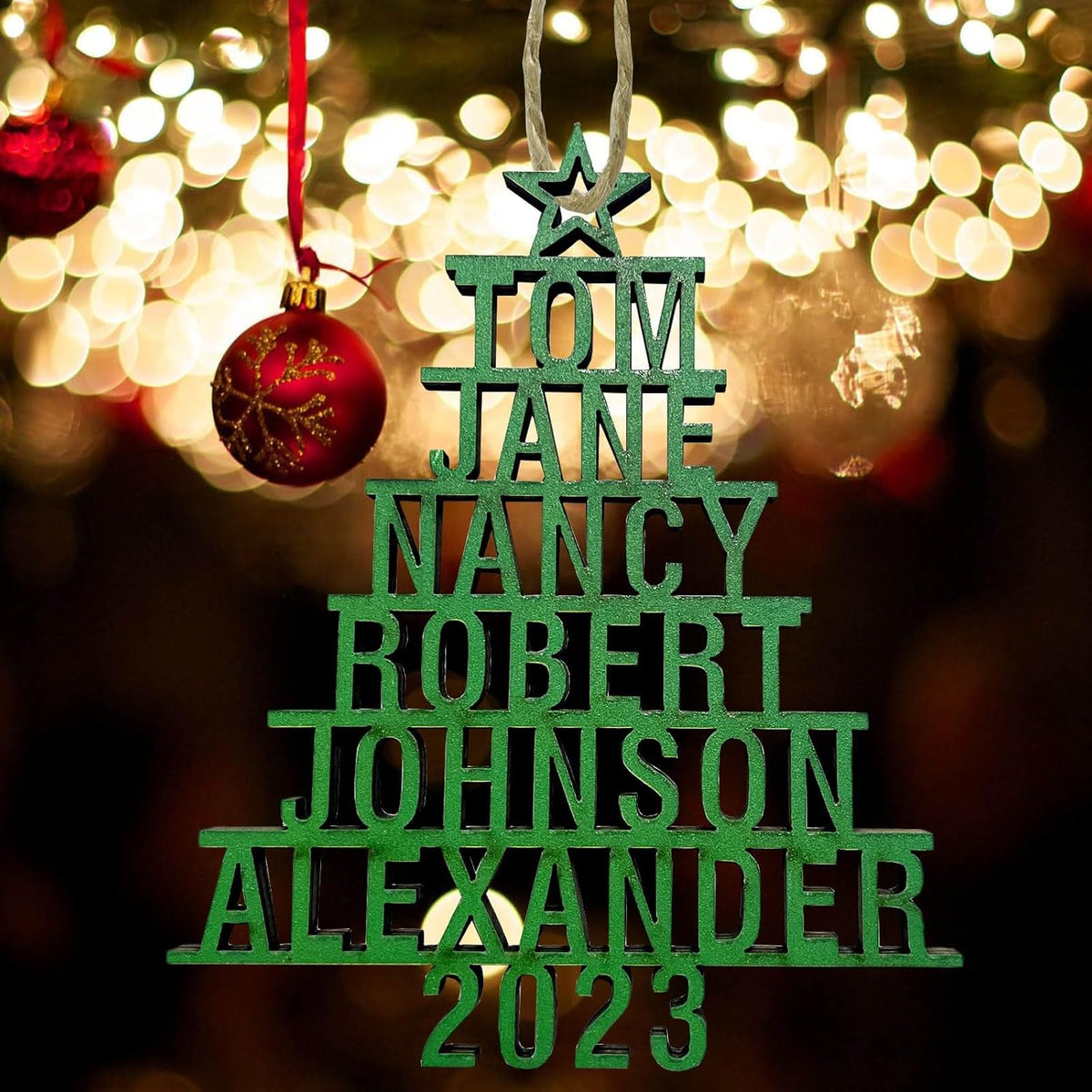 2025 Personalized Christmas Ornaments Family of 2/3/4/5/6/7/8,Custom Christmas Tree Ornaments Deorations with Names,Customized Xmas Ornament Tree Deorations,Personalized Wooden Ornament Gifts