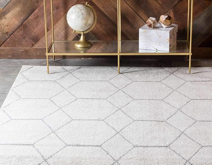 Unique Loom Trellis Frieze Collection Area Rug - Geometric (8' x 10', Ivory/ Gray)