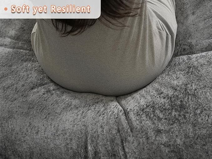 EASE MOOSE Oversized Boneless Couch for Living Room, Sectional Cloud Sofa, Modular Cloud Couch Loveseat, 2-Seater Deep Seat Sofas with Pillow for Bedroom, Apartment, No Assembly, Chenille (Grey)
