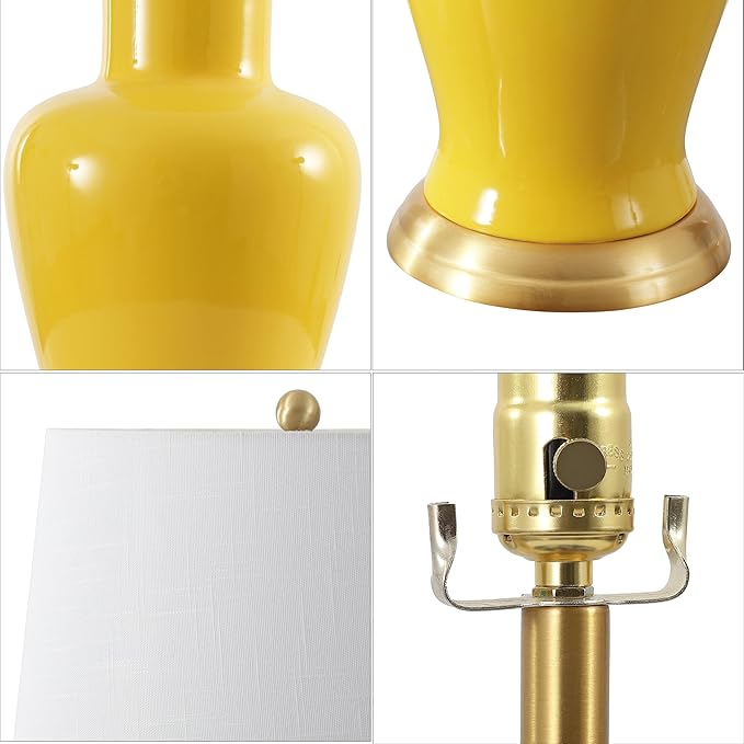 JONATHAN Y JYL4026H Julian 29" Traditional Classic Ceramic Urn LED Table Lamp, Yellow for Bedroom, Living Room, Kitchen, Home Office, Kids Room
