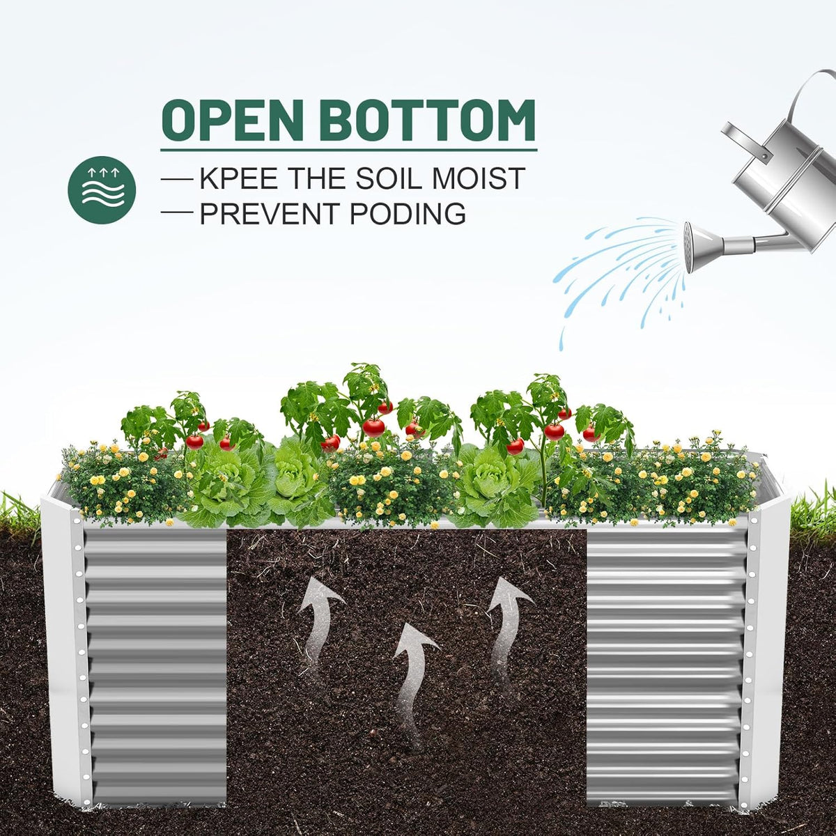 Land Guard 8x4x3ft Rectangular Galvanized Raised Garden Beds, Large-Capacity Metal Planter Box Outdoor, Durable Deep Raised Garden Bed 3ft Tall, Raised Beds for Gardening Vegetables, Classic Silver